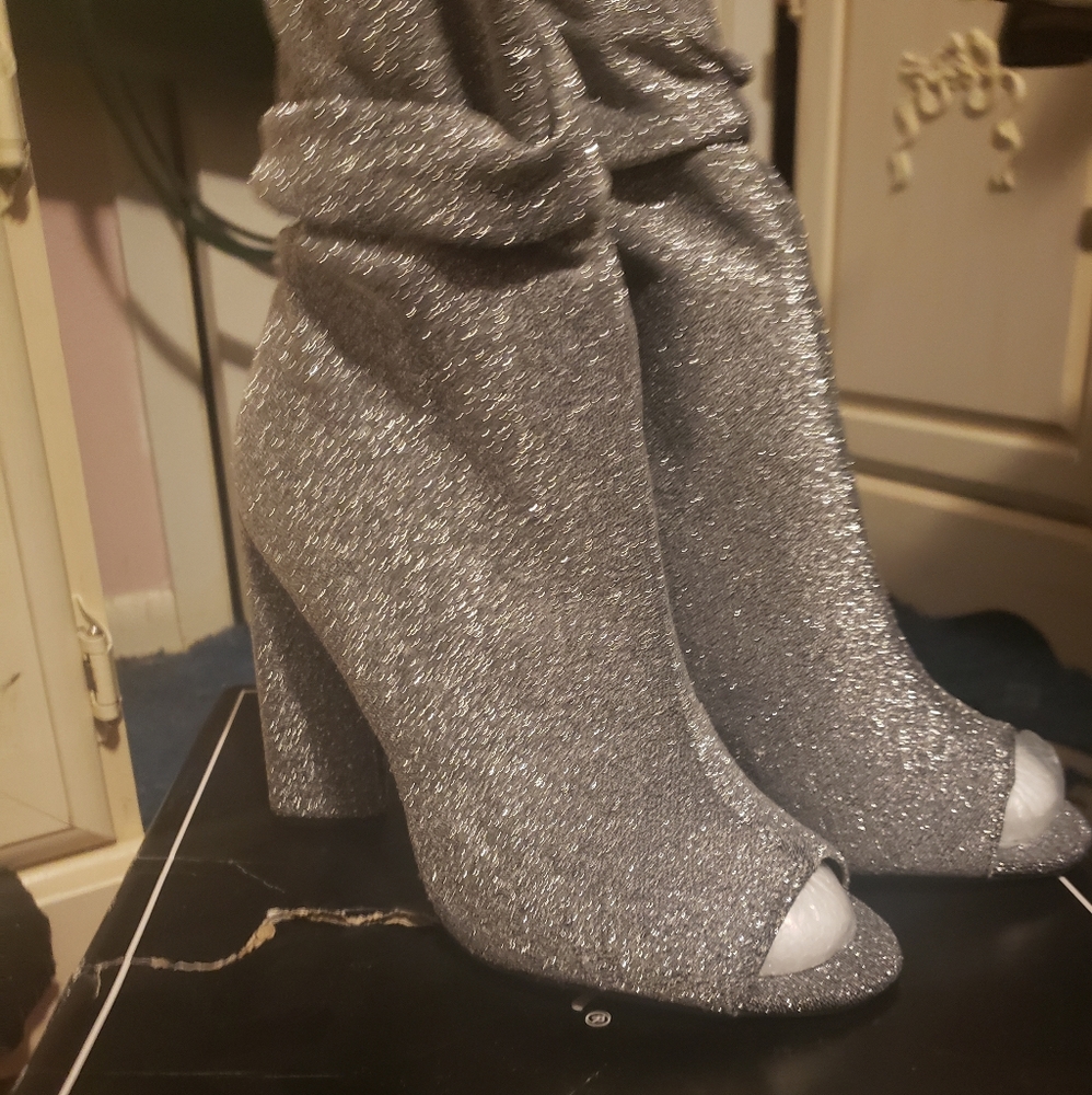 Silver ankle boots